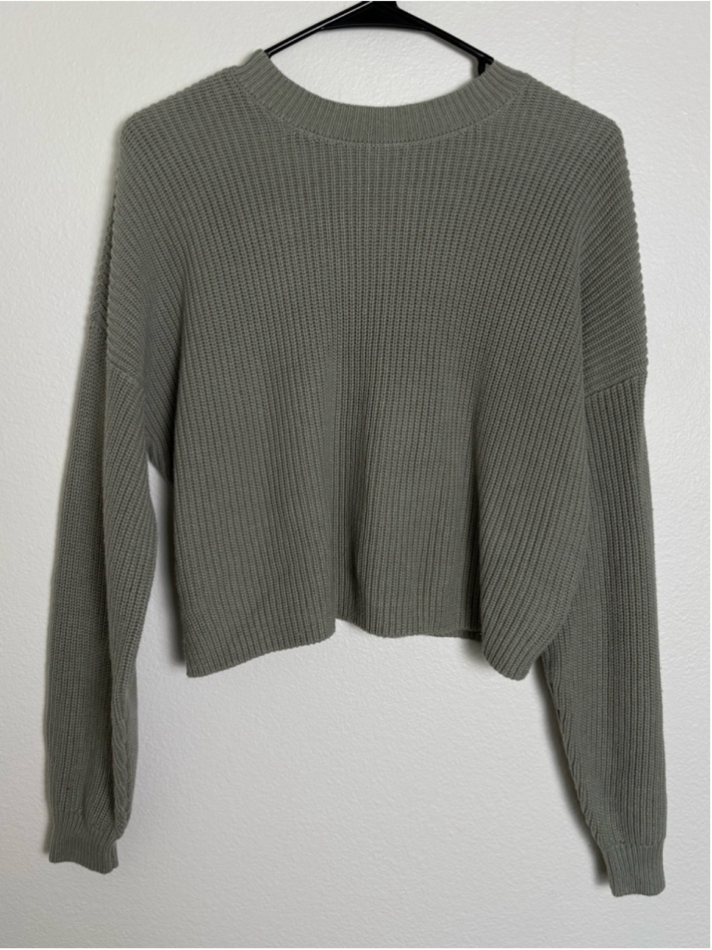 Hollister Sage Green Cropped Ribbed Knit Sweater Sizs XS